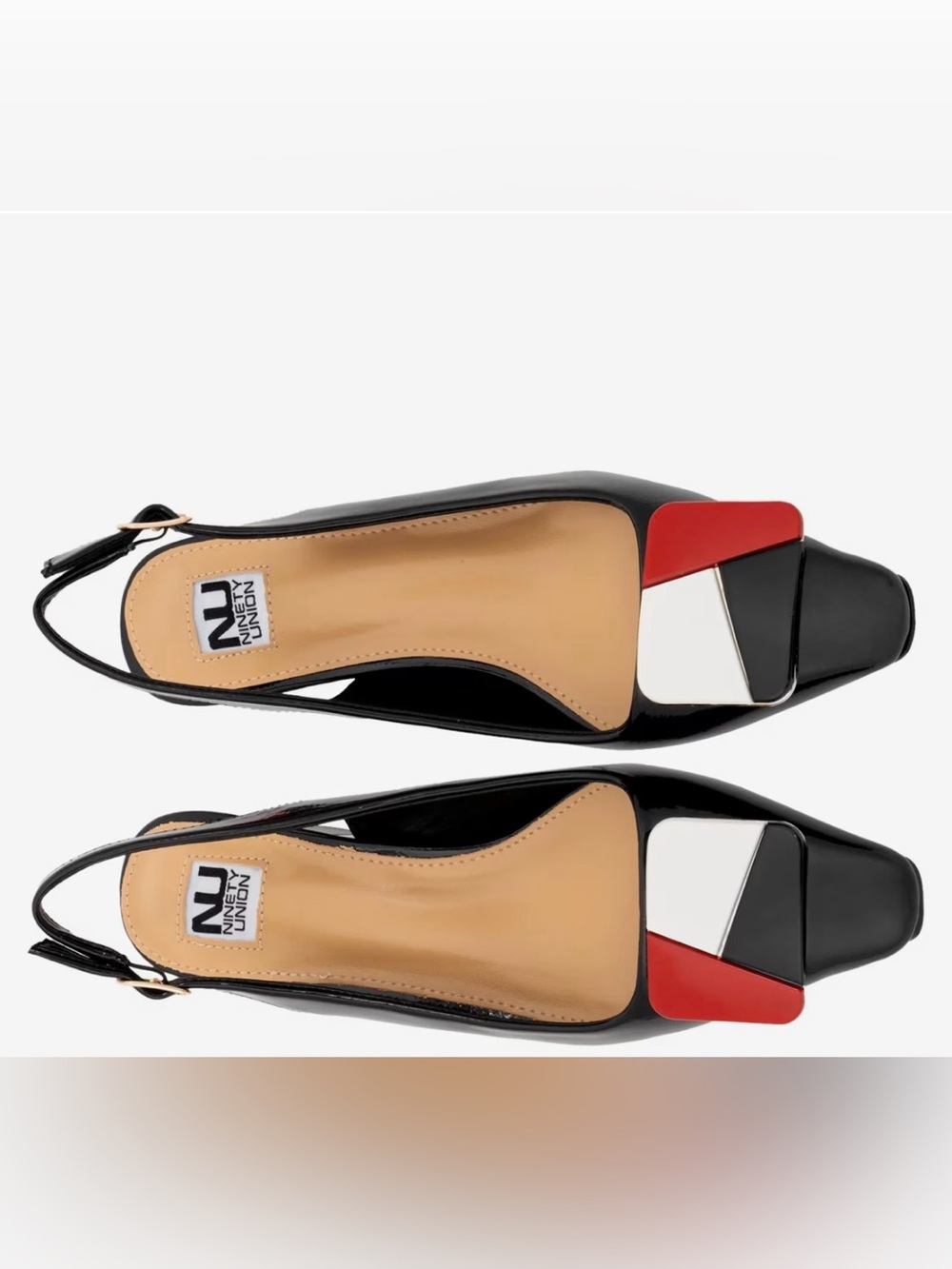 Ninety Union Sally Slingback Block Heel Shoes Black & Red US 10